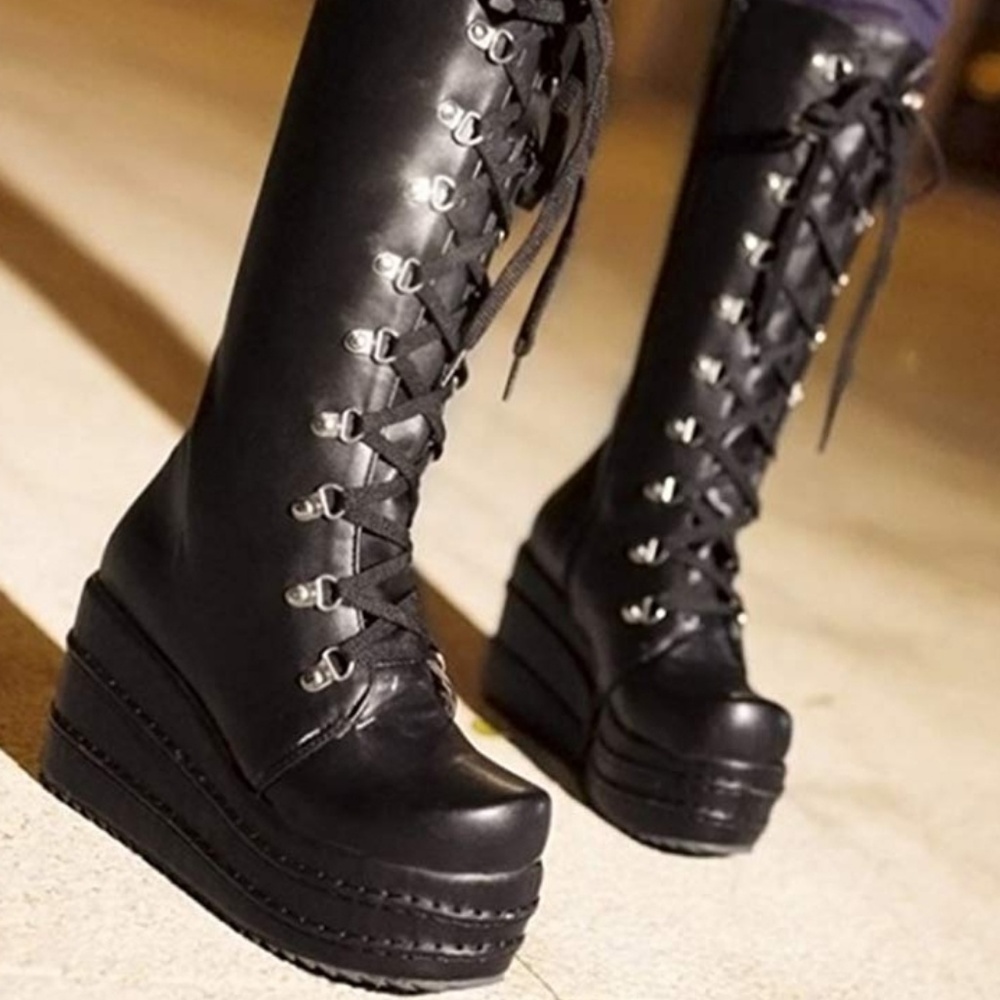 Black Platform lace up Boots